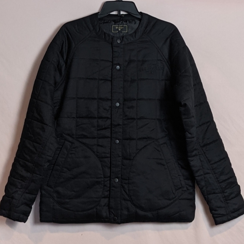 SikSilk Quilted Black Farmers Snap Front Jacket size Medium